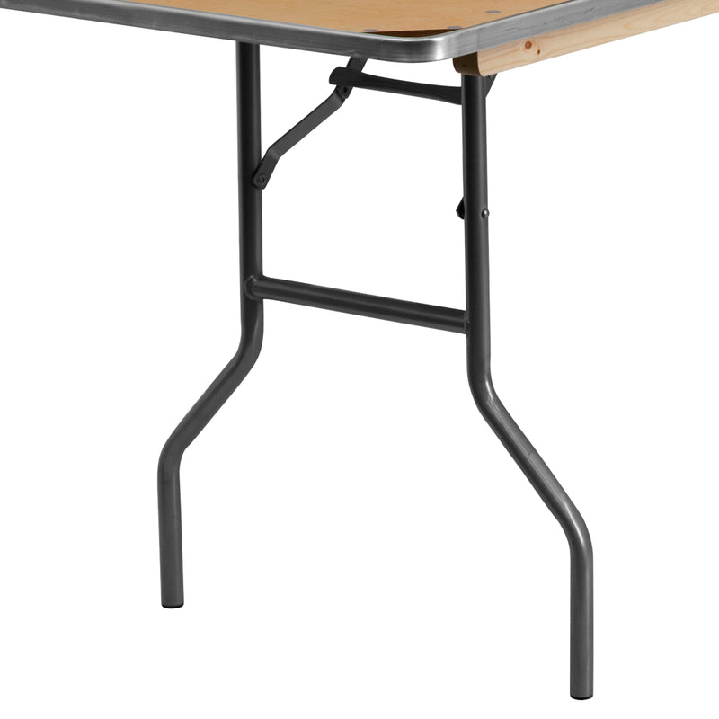 Fielder 6-Foot Rectangular Wood Folding Banquet Table with Clear Coated Finished Top
