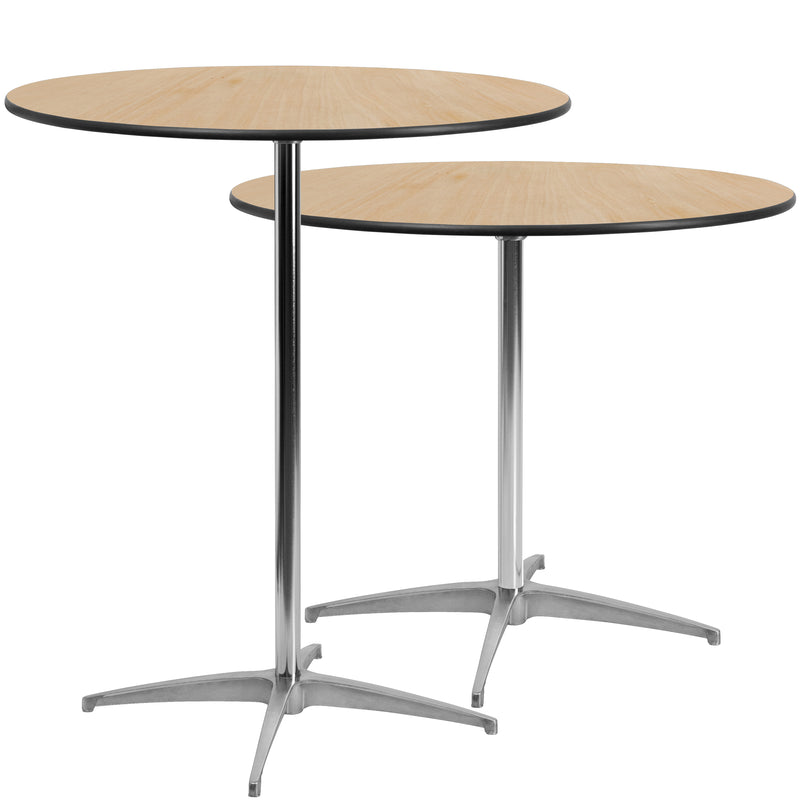 Lars 36'' Round Wood Cocktail Table with 30'' and 42'' Columns