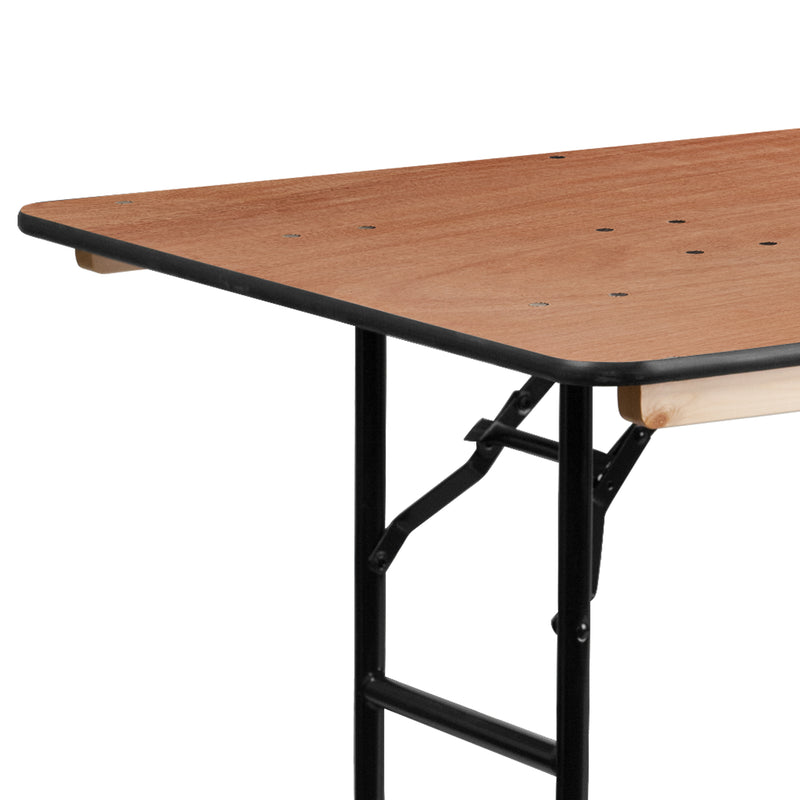 Fielder 8-Foot Rectangular Wood Folding Banquet Table with Clear Coated Finished Top