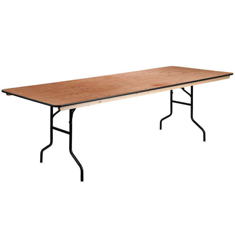 Fielder 4-Foot Round HEAVY DUTY Birchwood Folding Banquet Table with METAL Edges