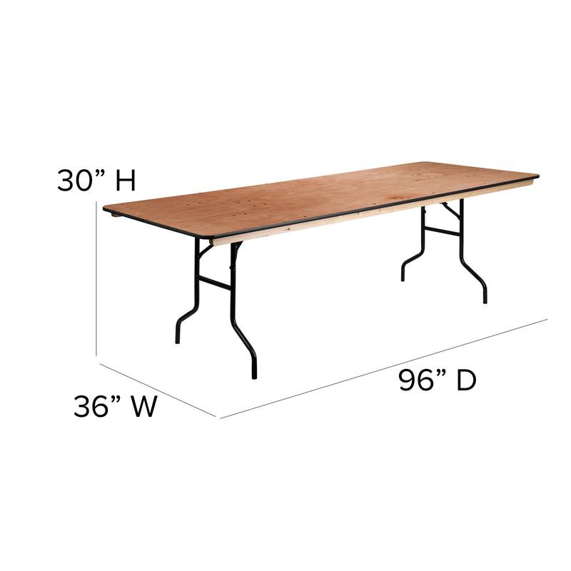 Fielder 4-Foot Round HEAVY DUTY Birchwood Folding Banquet Table with METAL Edges