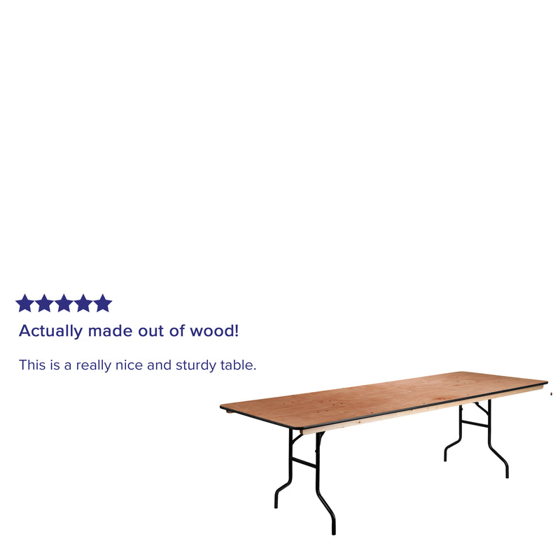 Fielder 4-Foot Round HEAVY DUTY Birchwood Folding Banquet Table with METAL Edges