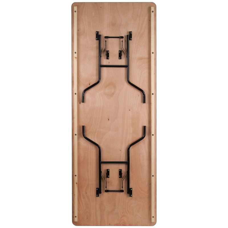 Fielder 4-Foot Round HEAVY DUTY Birchwood Folding Banquet Table with METAL Edges