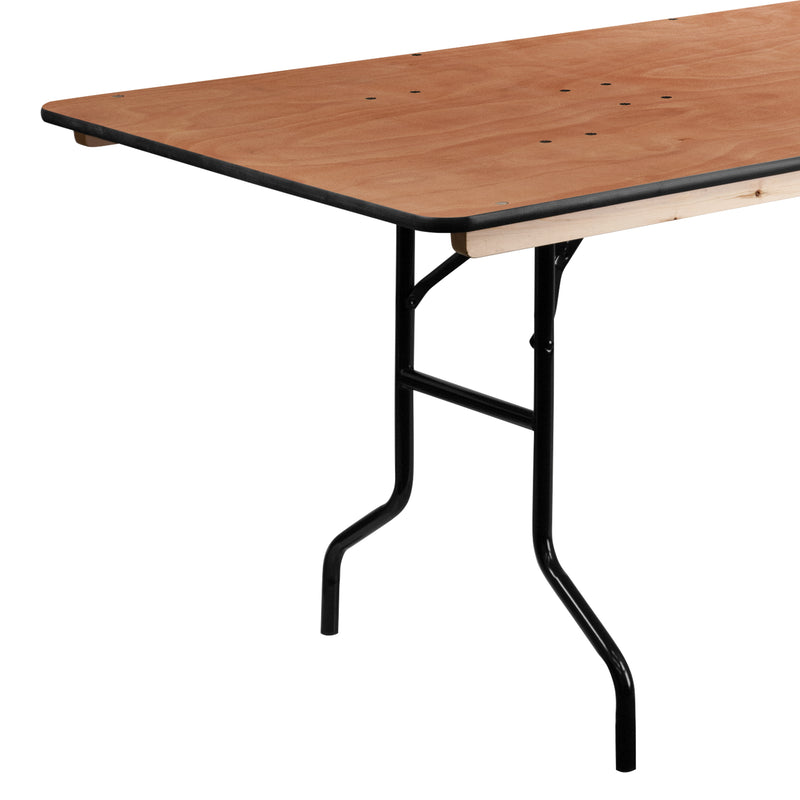 Fielder 4-Foot Round HEAVY DUTY Birchwood Folding Banquet Table with METAL Edges