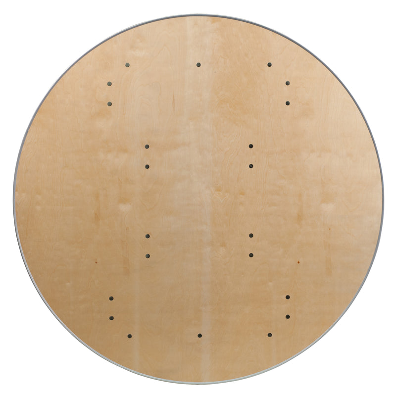 Fielder 5-Foot Round HEAVY DUTY Birchwood Folding Banquet Table with METAL Edges