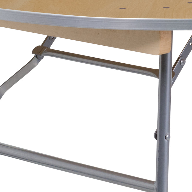 Fielder 5-Foot Round HEAVY DUTY Birchwood Folding Banquet Table with METAL Edges