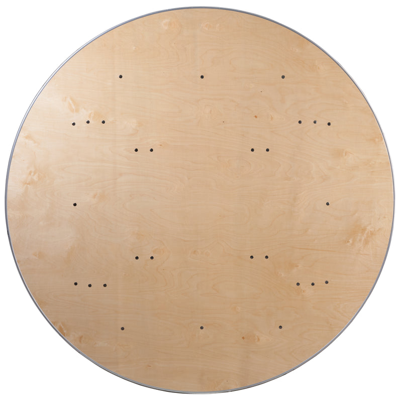 Fielder 6-Foot Round HEAVY DUTY Birchwood Folding Banquet Table with METAL Edges