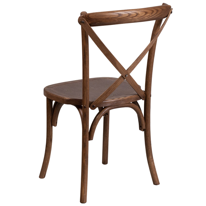HERCULES Series 8' x 40'' Antique Rustic Folding Farm Table Set with 8 Cross Back Chairs and Cushions
