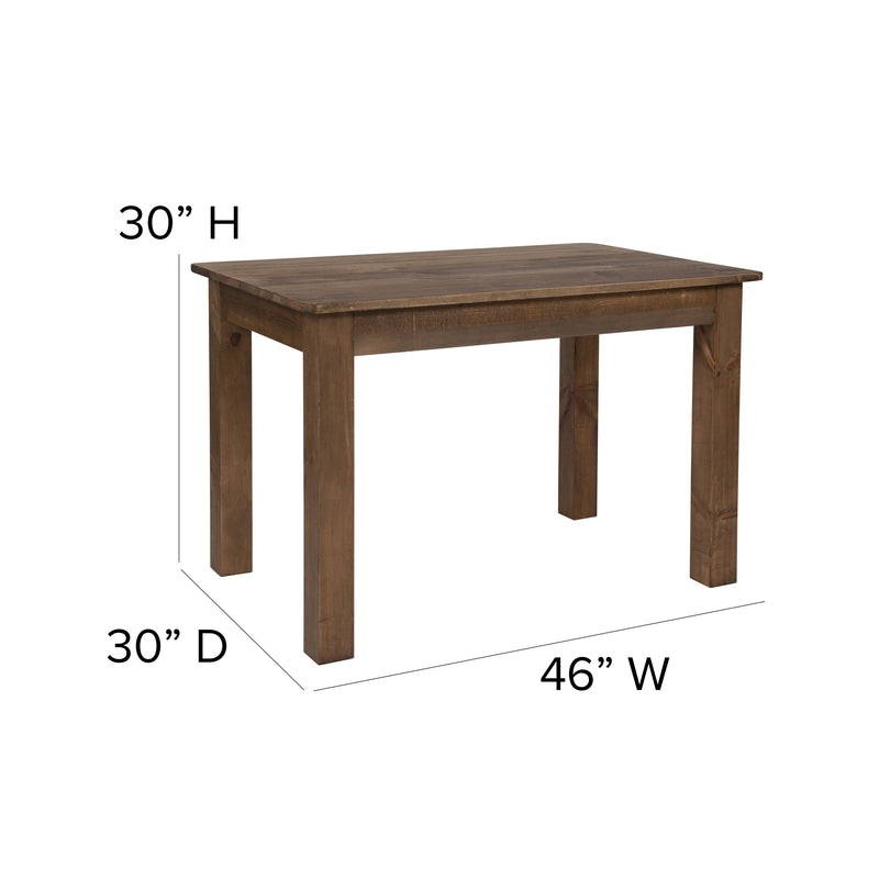 HERCULES 60" x 38" Antique Rustic Farm Table Set with 4 Cross Back Chairs and Cushions