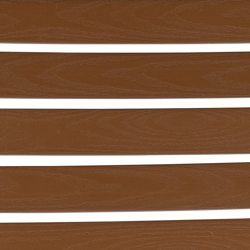 Lark 3 Piece Patio Table Set - Synthetic Teak Poly Slats - 35" Square Steel Framed Table with 2 Stackable Faux Teak Chairs