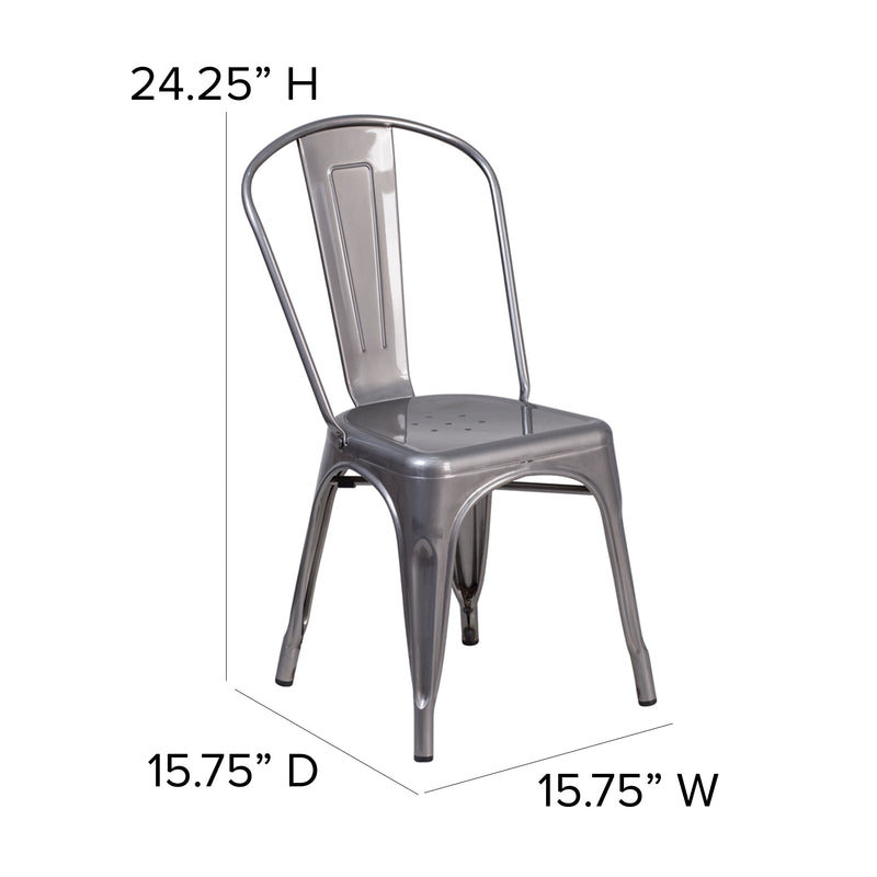 Lincoln Clear Coated Metal Indoor Stackable Chair