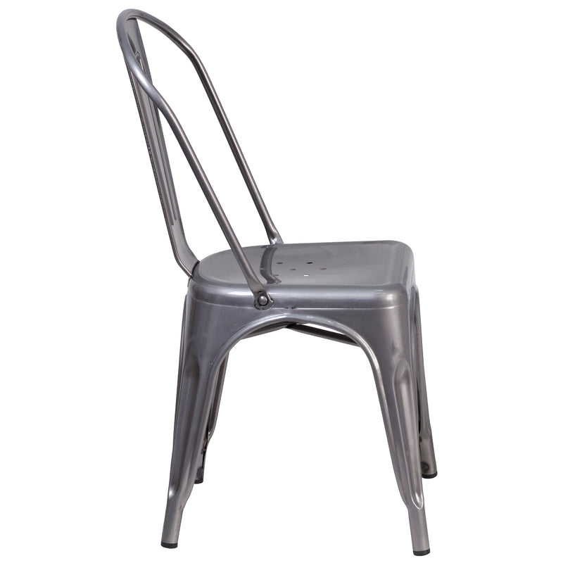 Lincoln Clear Coated Metal Indoor Stackable Chair