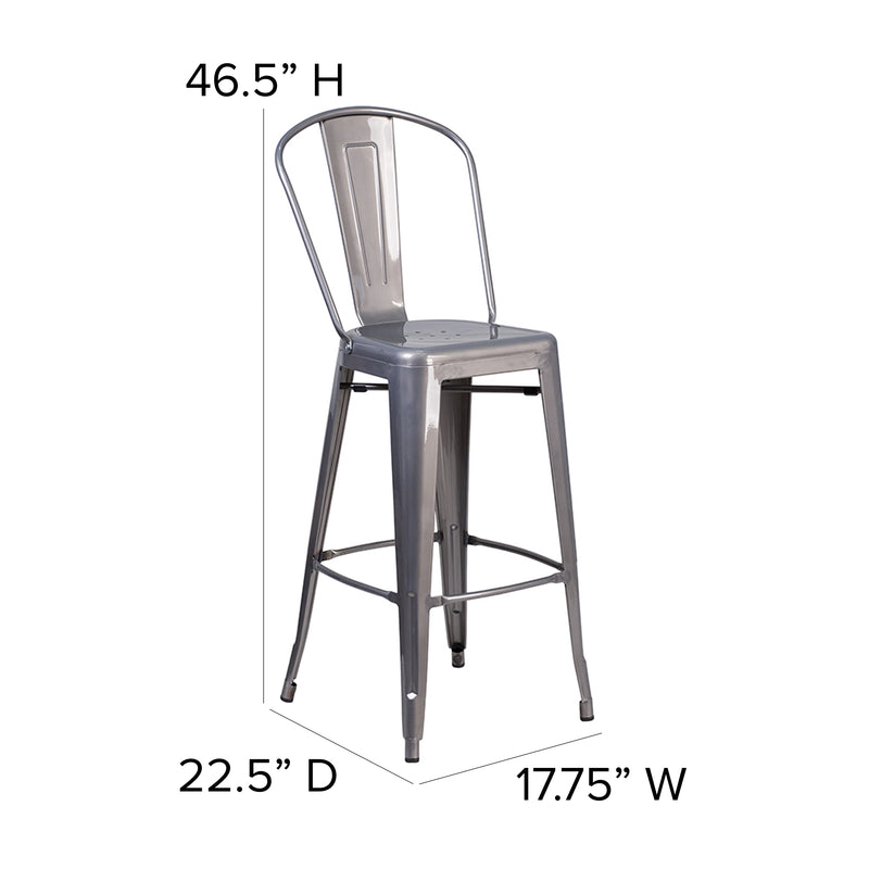Lincoln 30'' High Clear Coated Indoor Barstool with Back