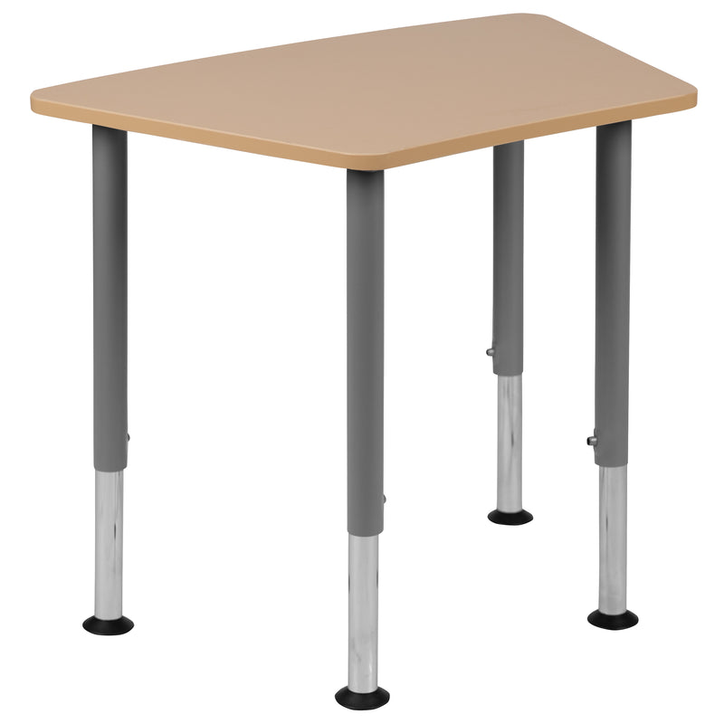 Billie Hex Natural Collaborative Student Desk (Adjustable from 22.3" to 34") - Home and Classroom