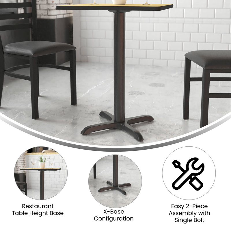 Beverly 22'' x 22'' Restaurant Table X-Base with 3'' Dia. Table Height Column