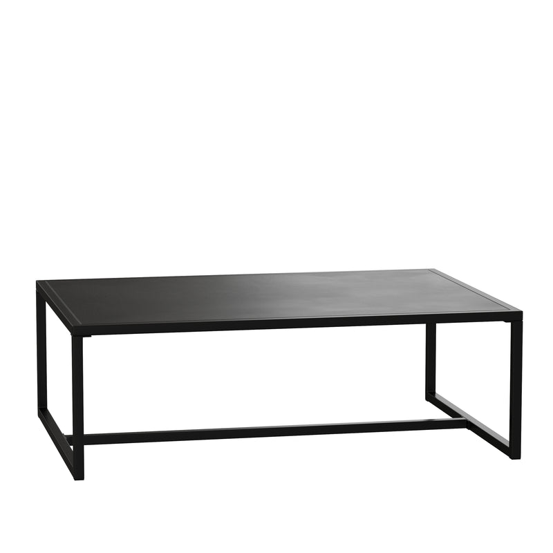 Brock Outdoor 2 Tier Patio Coffee Table Commercial Grade Black Coffee Table for Deck, Porch, or Poolside-Steel Square Leg Frame