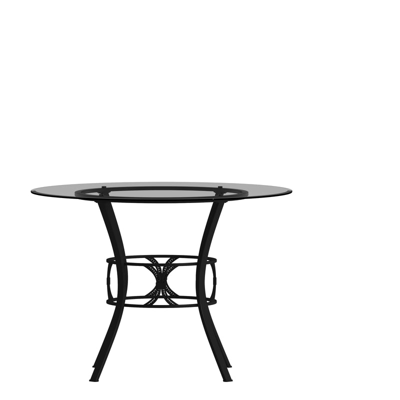 Princeton 42'' Round Glass Dining Table with Black Metal Frame