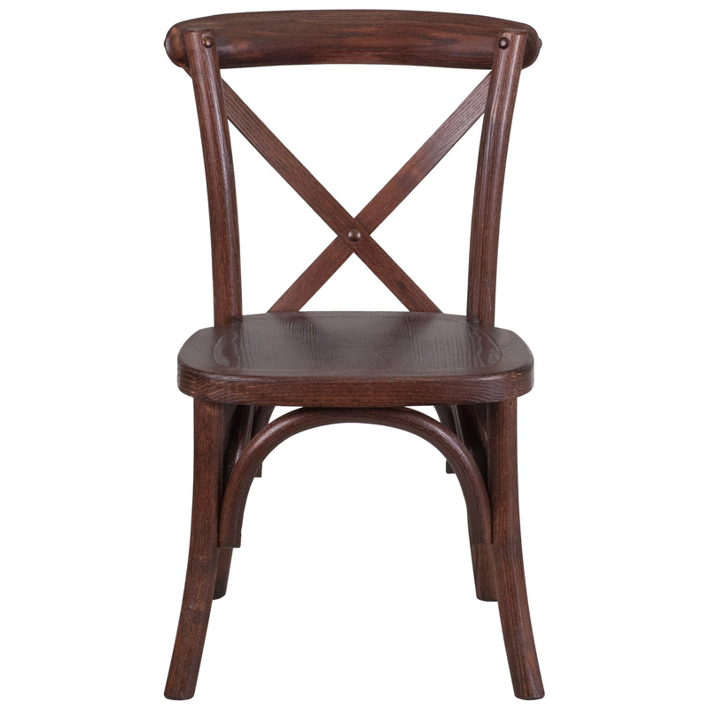 HERCULES Series Stackable Kids Mahogany Wood Cross Back Chair with Cushion