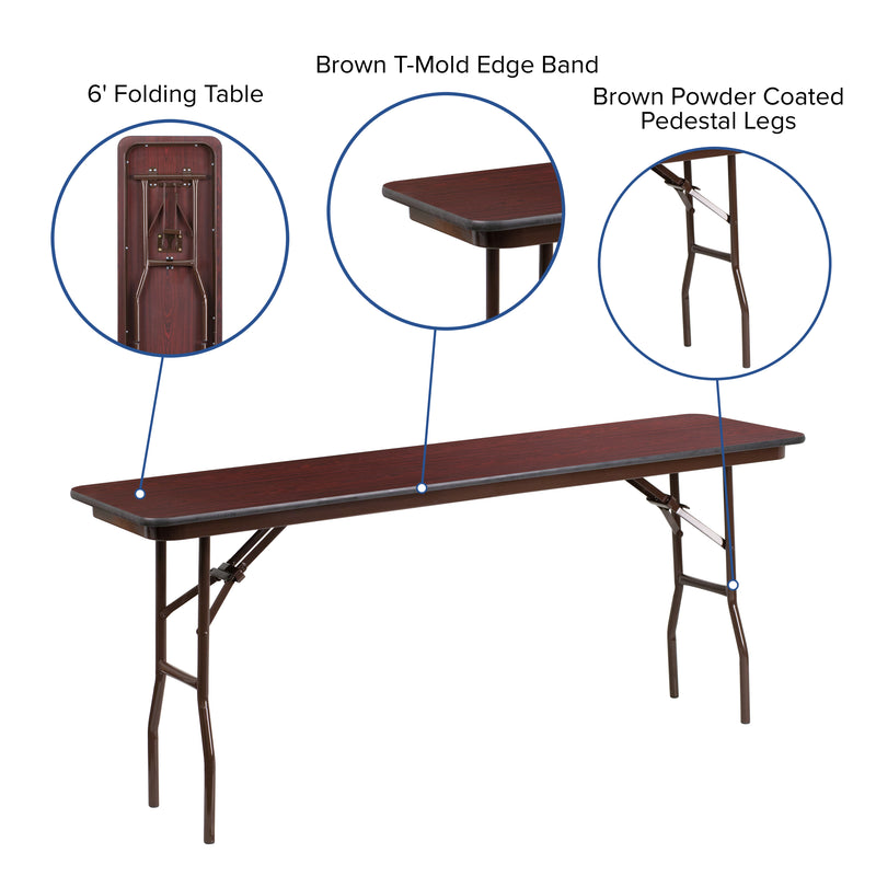 Floyd 8-Foot High Pressure Mahogany Laminate Folding Training Table