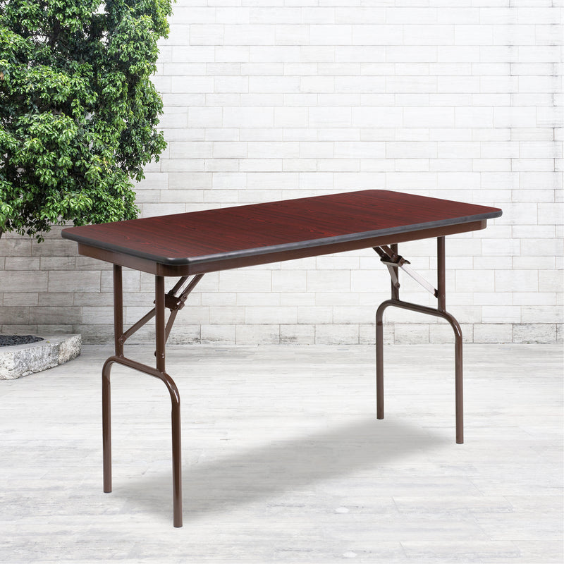 Floyd 6-Foot High Pressure Mahogany Laminate Folding Banquet Table