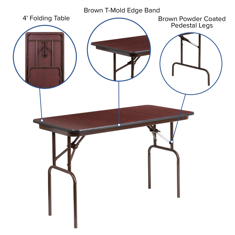 Floyd 6-Foot High Pressure Mahogany Laminate Folding Banquet Table