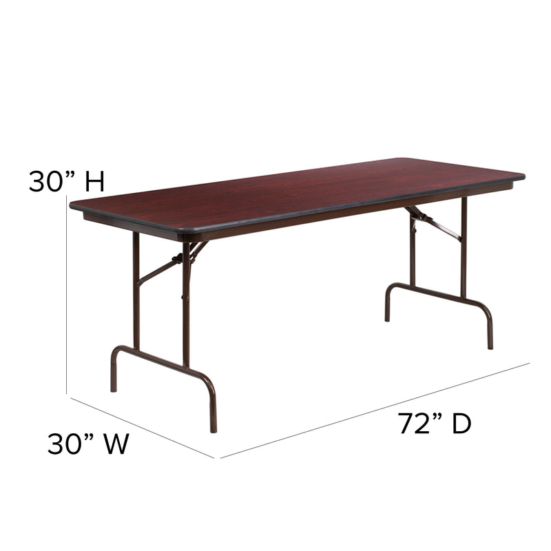 Frankie 6-Foot Mahogany Melamine Laminate Folding Banquet Table