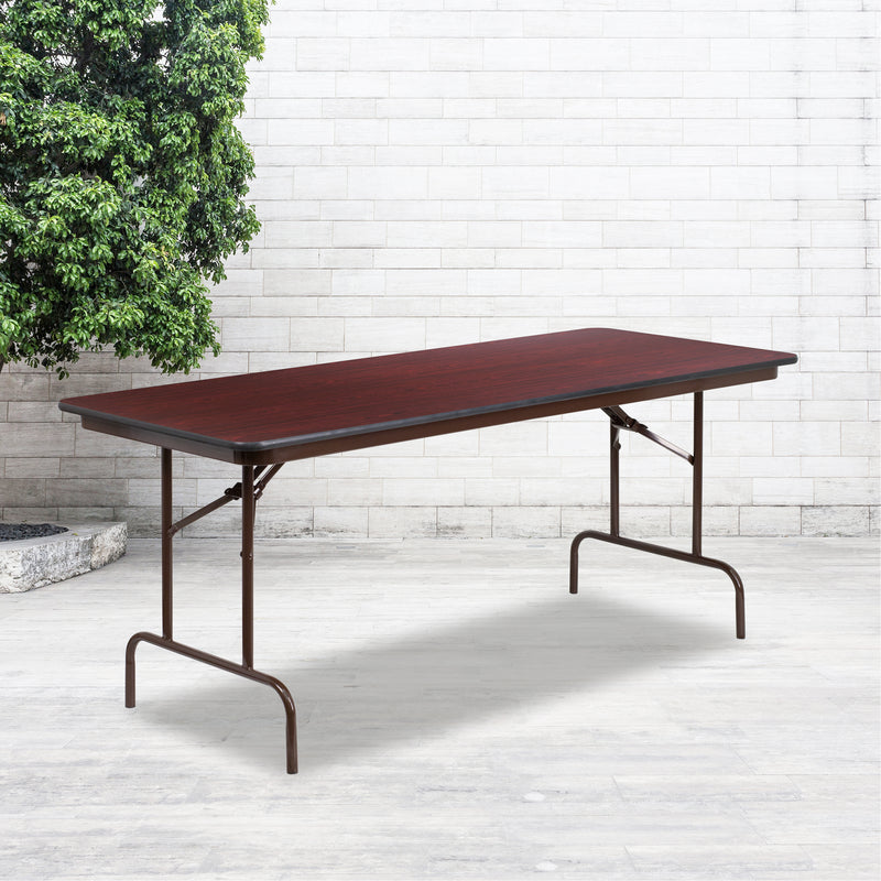Frankie 6-Foot Mahogany Melamine Laminate Folding Banquet Table