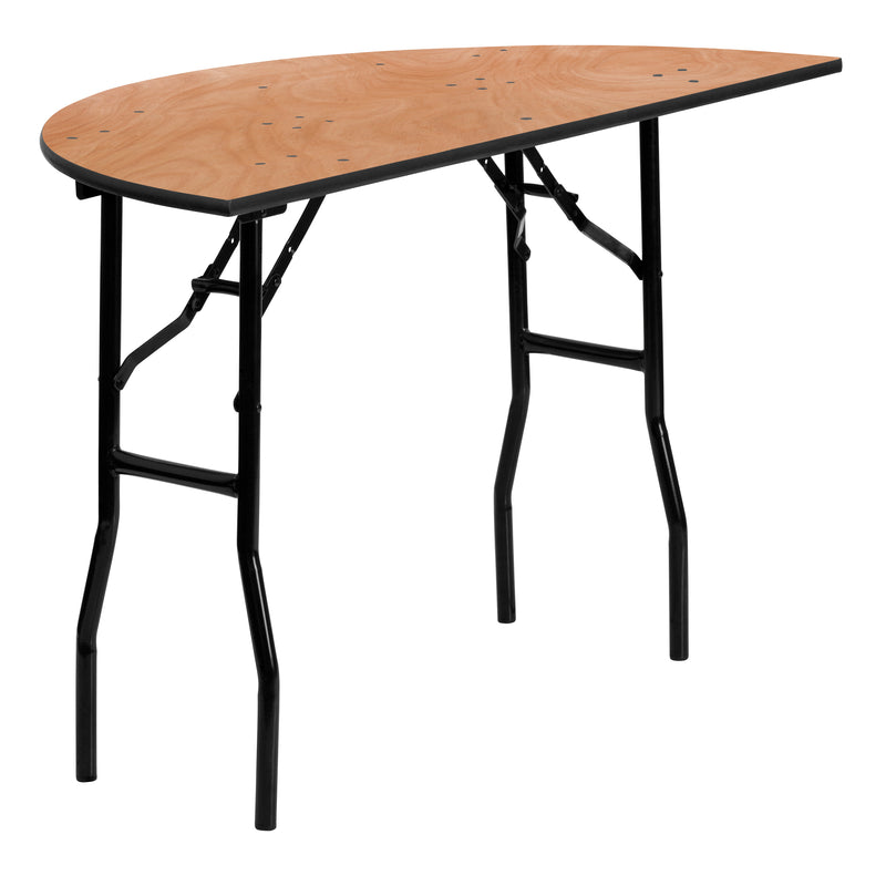 Furman 4-Foot Half-Round Wood Folding Banquet Table