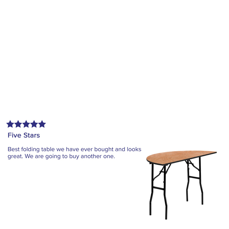 Furman 4-Foot Half-Round Wood Folding Banquet Table