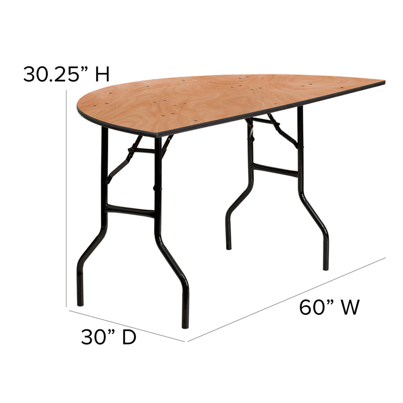 Furman 4-Foot Round Wood Folding Banquet Table with Clear Coated Finished Top