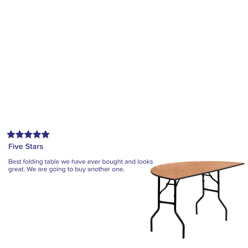 Furman 4-Foot Round Wood Folding Banquet Table with Clear Coated Finished Top