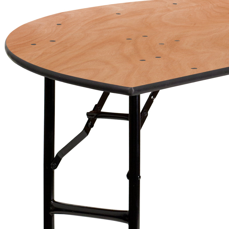 Furman 4-Foot Round Wood Folding Banquet Table with Clear Coated Finished Top