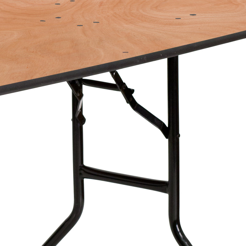 Furman 4-Foot Round Wood Folding Banquet Table with Clear Coated Finished Top
