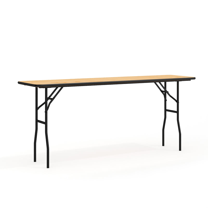 Gael 6-Foot Rectangular Wood Folding Training / Seminar Table with Smooth Clear Coated Finished Top