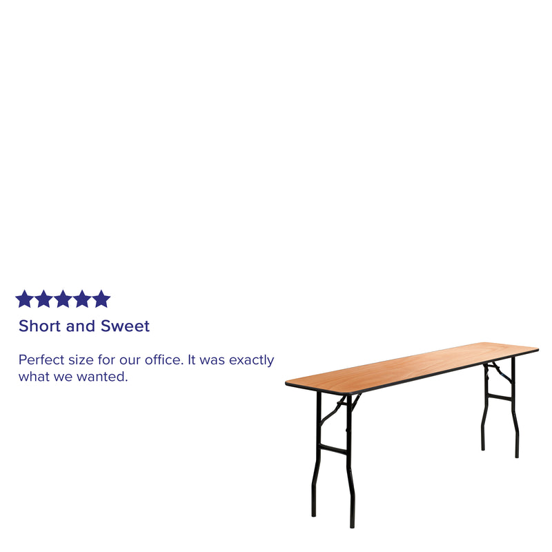 Gael 6-Foot Rectangular Wood Folding Training / Seminar Table with Smooth Clear Coated Finished Top