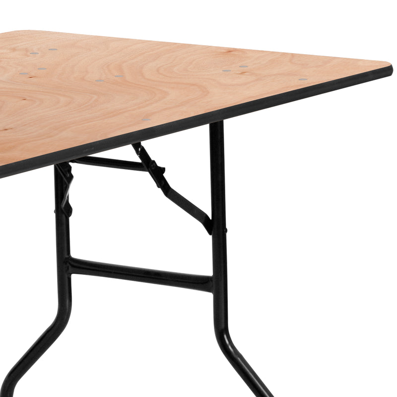 Gael 5-Foot Rectangular Wood Folding Banquet Table with Clear Coated Finished Top