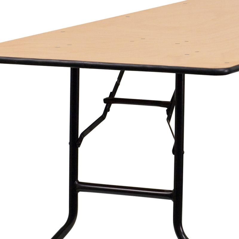 Gael 8-Foot Rectangular Wood Folding Banquet Table with Clear Coated Finished Top