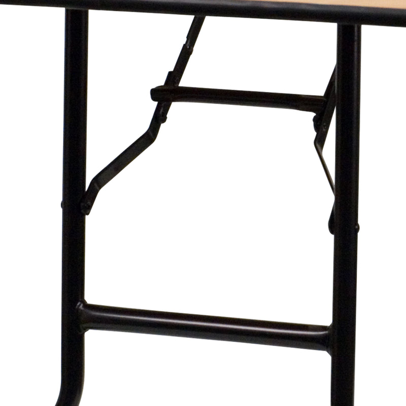 Gael 8-Foot Rectangular Wood Folding Banquet Table with Clear Coated Finished Top