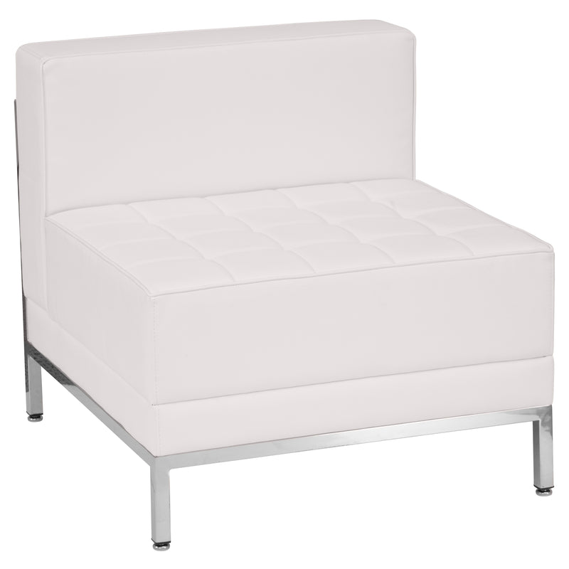 HERCULES Imagination Series Melrose White LeatherSoft Sofa, Chair & Ottoman Set