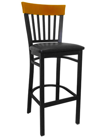 Vertical Slat Back Metal Barstool