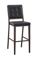 Metal Barstool in Walnut Finish & Black Vinyl Seat and Back- Discontinued