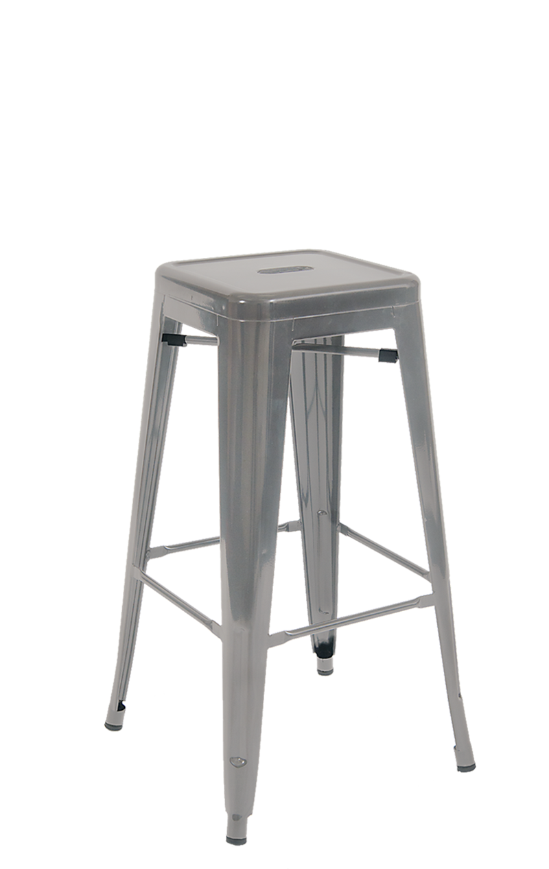 Indoor Backless Steel Restaurant Barstool in Clear Coat Finish