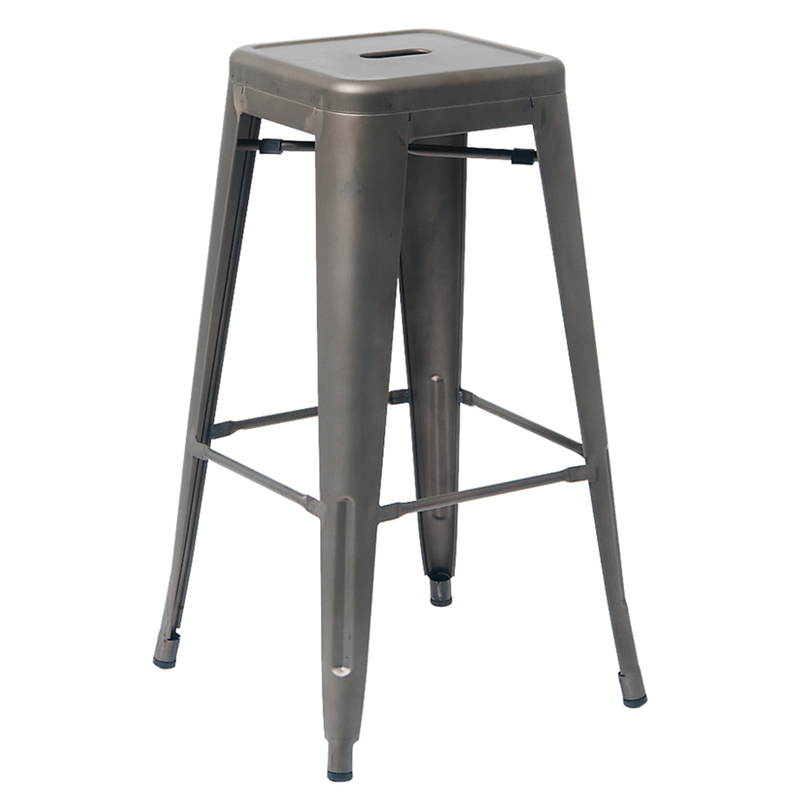 Indoor Backless Steel Restaurant Barstool in Gun Color Coating - Moda Seating Corp