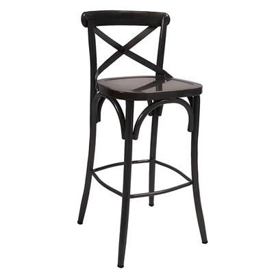 Black Cross Back Metal Restaurant Barstool - Moda Seating Corp