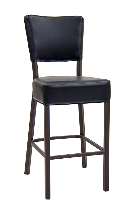 Metal Lounge Barstool & Black Vinyl Seat and Back