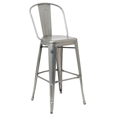 Indoor Steel Restaurant Barstool in Clear Coat Finish - Moda Seating Corp