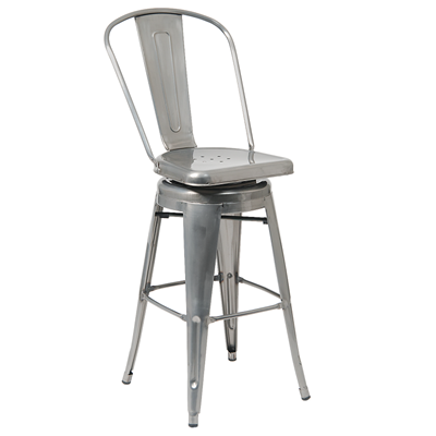 Indoor Steel Swivel Restaurant Barstool in Clear Coat Finish - Moda Seating Corp