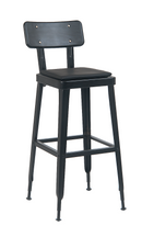 Indoor Metal Barstool in Black Finish, with Black Vinyl Seat