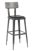 Indoor Metal Chair in Gunmetal Color, with Black Vinyl Seat