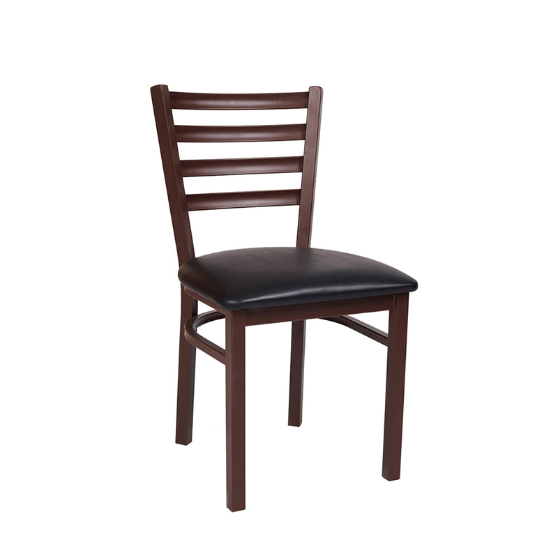 Indoor Ladder Back Brown Finish Metal Restaurant Chair - Moda Seating Corp